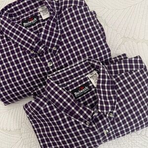 Set of 2 Bulwark Fire Resistant Purple and White Checkered Shirts- Size XL Long